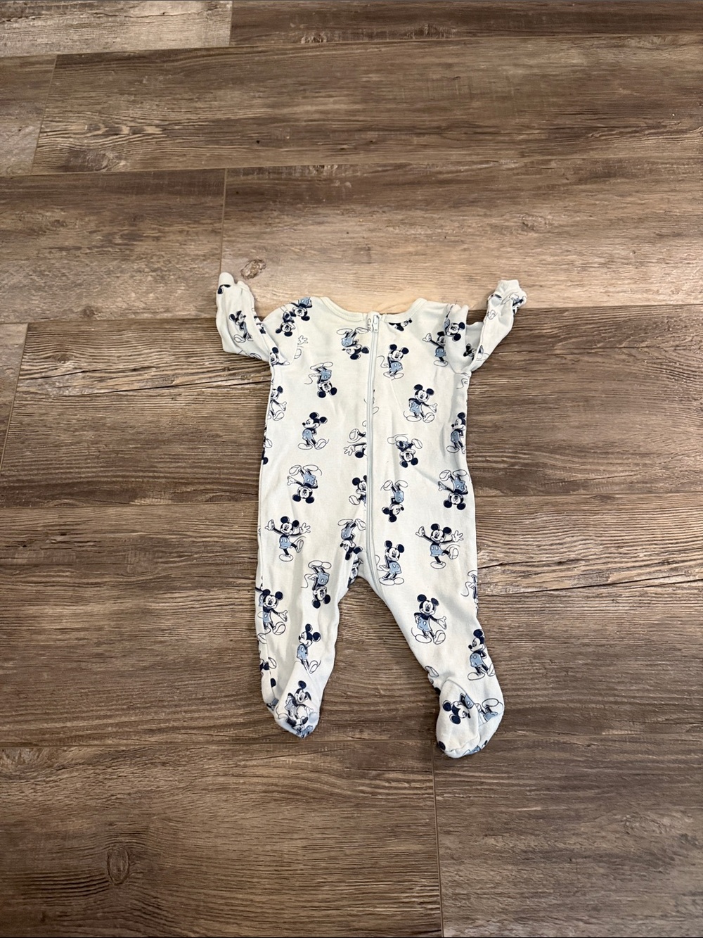 Disney White and Navy Mickey Mouse Footed One-Piece